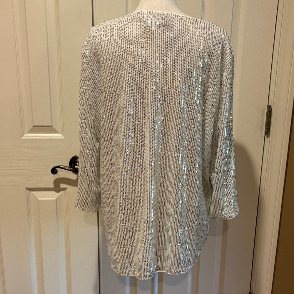 Grace Karin White Sequin Dressy Top - Picture 6 of 6
